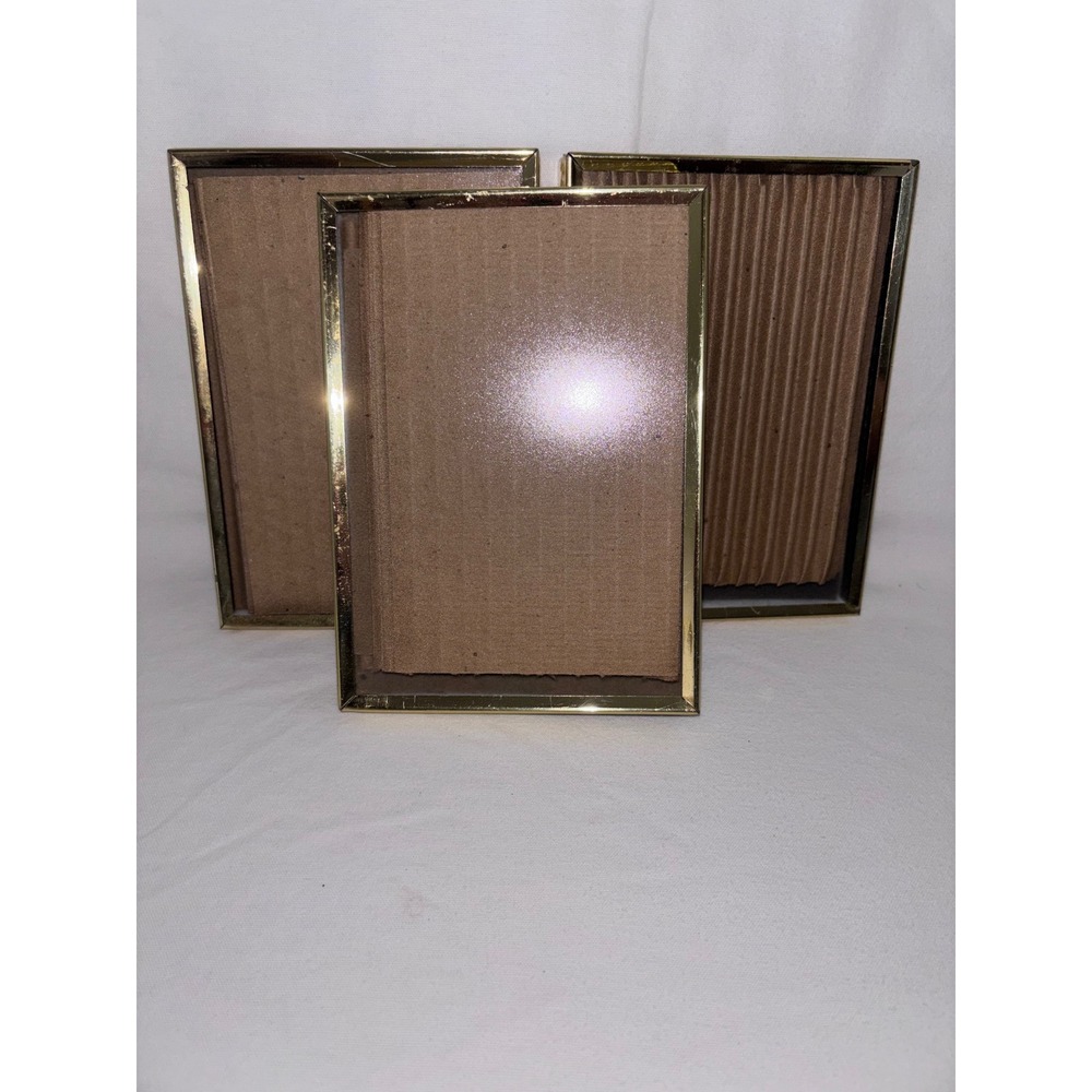 Vintage Brass-Tone 5x7 Picture Frame Set of 3 Old Hollywood Eclectic Decor